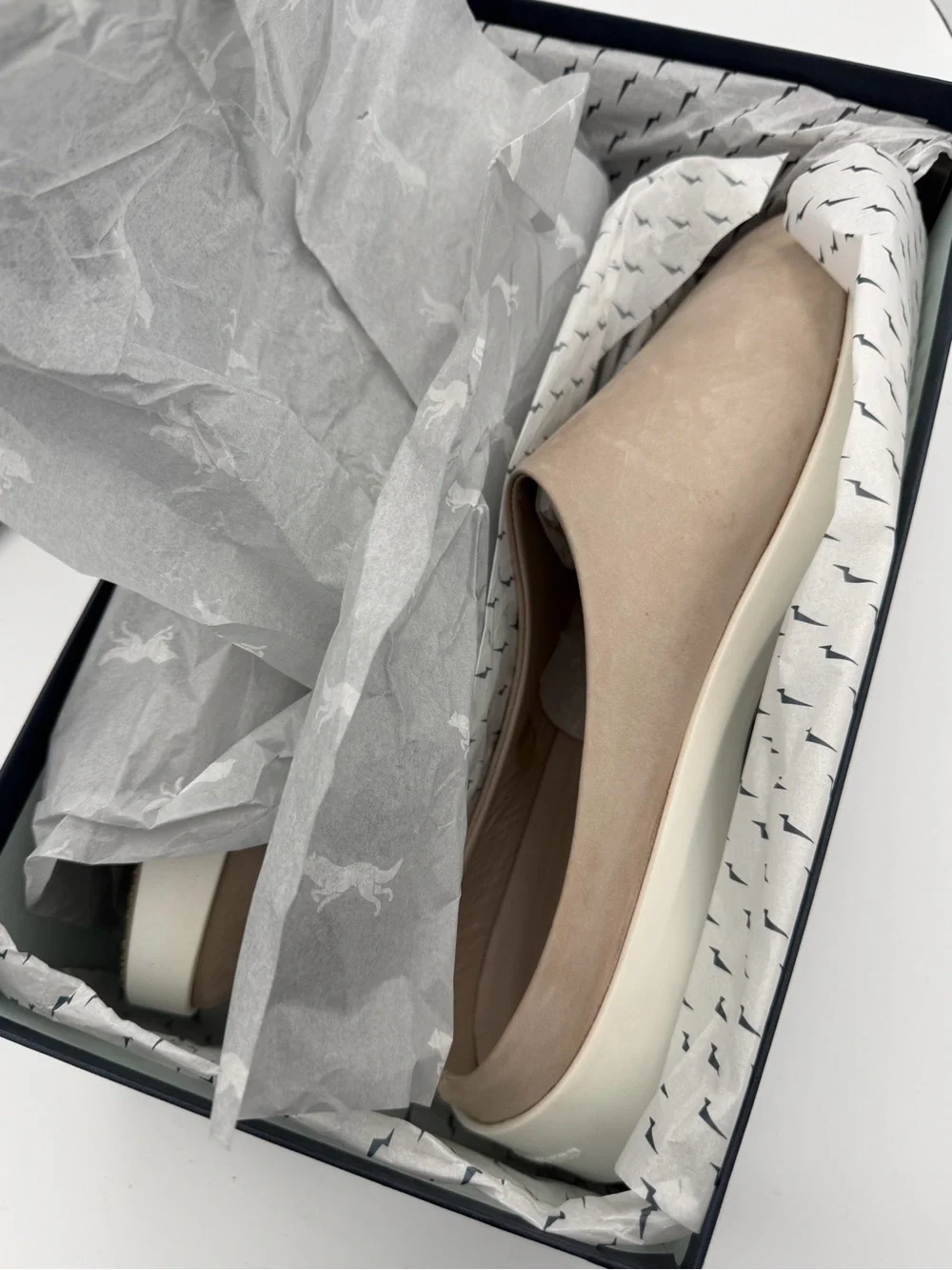 NEW Wolf & Shepherd Cruise Mule Nubuck Warm Grey White Men's 12 / Women's 13.5
